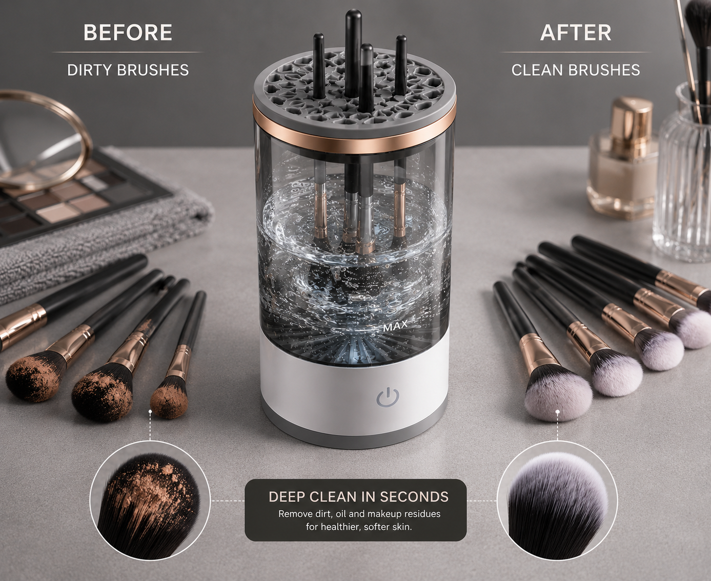 Nerava BrushFlow™ | Electric Makeup Brush Cleaner